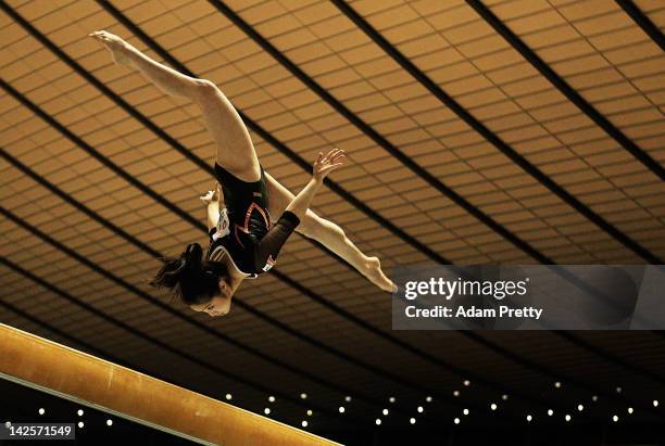 Koko Tsurumi of Japan competes on the Balance Beam during day two of the 66th All Japan Artistic Gymnastics All Around Championships at Yoyogi...