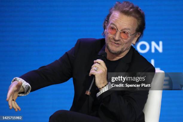 Artist and activist Bono joins a panel at the Clinton Global Initiative 2022 Meeting on September 20, 2022 in New York City. CGI, which hasn’t met...