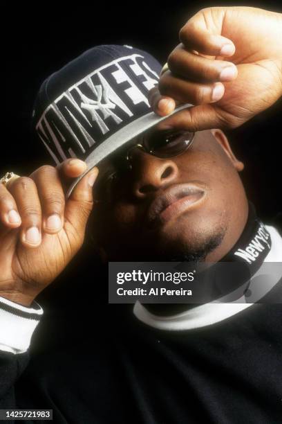 Rapper Scarface of The Geto Boys appears in a portrait wearing a New York Yankees Sweatshirt and baseball cap taken on September 10, 1994 in New York...