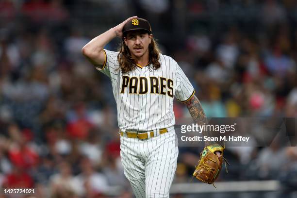 Mike Clevinger of the San Diego Padres pitches during the first inning of a game against the St. Louis Cardinals at PETCO Park on September 20, 2022...