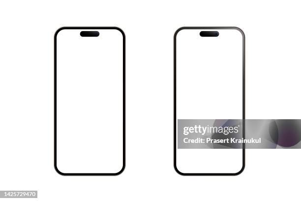 two smartphones mockup blank screen. clipping path - number 14 ストックフォトと画像