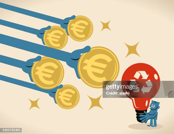 illustrazioni stock, clip art, cartoni animati e icone di tendenza di idee di business eco-compatibili per fare soldi e salvare il pianeta allo stesso tempo - european union coin