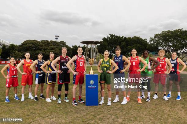 Captain's of competing teams Pamela Rosado of Puerto Rico, Yang Liwei of China, Danbi Kim of Korea, Milica Deura of Bosnia & Herzegovina, Emma...