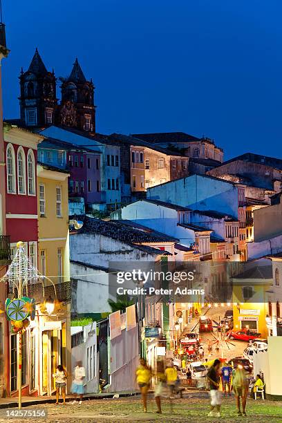 colonial centre at dusk, salvador, bahia, brazil - brazil village stock pictures, royalty-free photos & images