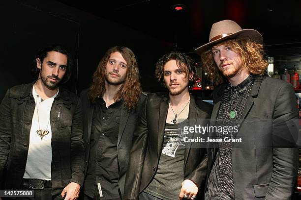 Musicians Joseph Grazi, Grant Wilson, Jesse Kotansky and Nathaniel Hoho of the band The Click Clack Boom attend the Andrew Charles Presents 'The...
