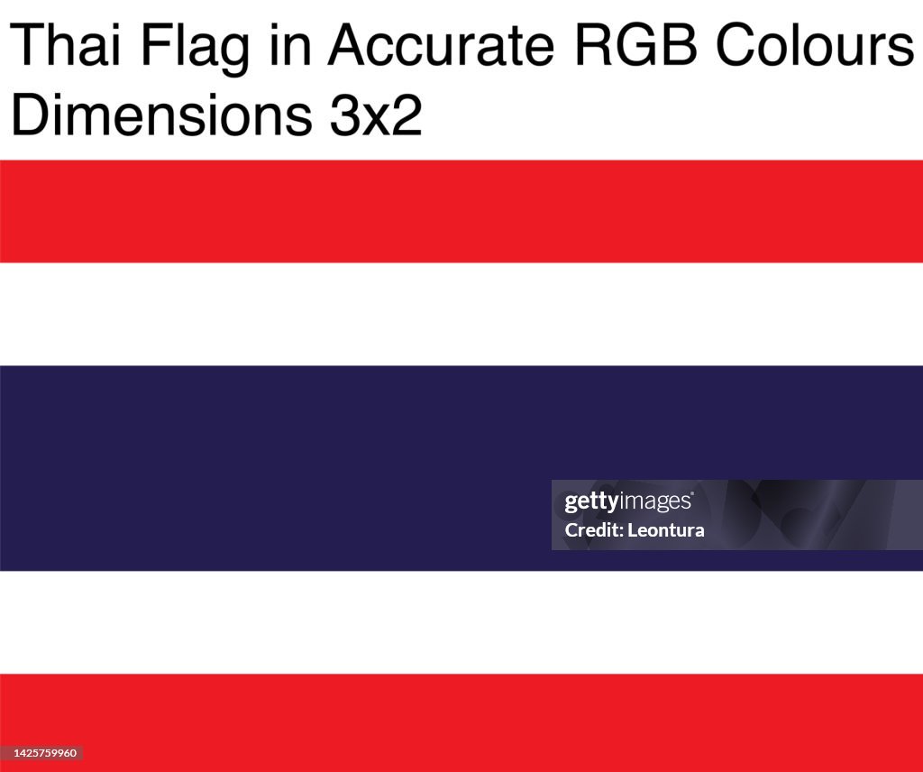 Thai Flag in Accurate RGB Colors (Dimensions 3x2)