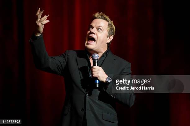 Comedian Eddie Izzard performs at Kevin & Bean's April Foolishness 2012 at Gibson Amphitheatre on April 7, 2012 in Universal City, California.