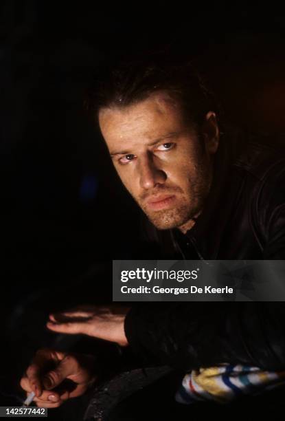 French actor Christopher Lambert on set of 'Highlander', directed by Russell Mulcahy, Great Britain, June 1985.