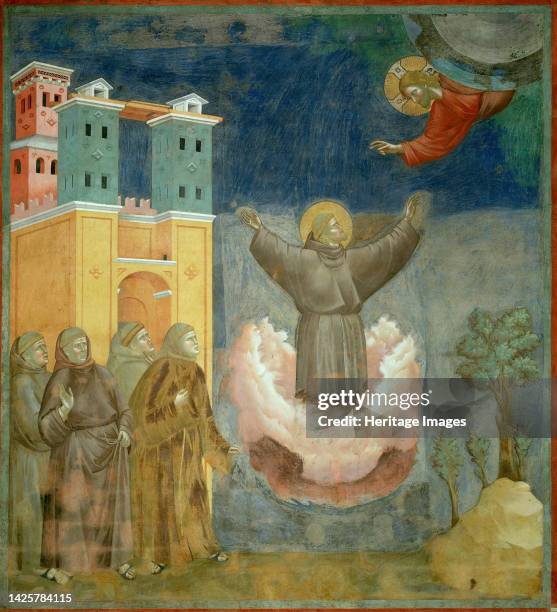 Ecstasy of Saint Francis , 1295-1300. Found in the collection of the Basilika San Francesco, Assisi. Artist Giotto di Bondone .