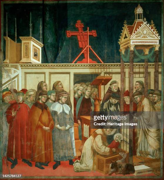 Institution of the Crib at Greccio , 1295-1300. Found in the collection of the Basilika San Francesco, Assisi. Artist Giotto di Bondone .