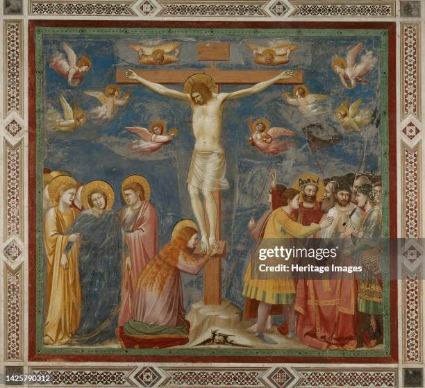 Crucifixion , 1304-1306. Found in the collection of the Cappella degli Scrovegni, Padua. Artist Giotto di Bondone .