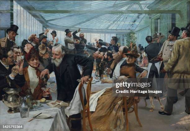 The Scandinavian Artists' Lunch at Café Ledoyen, Paris: Varnishing Day , 1886. Found in the collection of the Göteborg Konstmuseum. Artist Birger,...