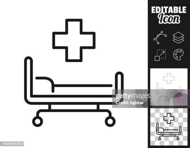 krankenhausbett. icon für design. leicht editierbar - krankenhaus niemand stock-grafiken, -clipart, -cartoons und -symbole