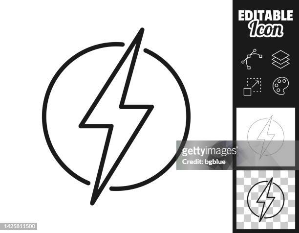 power - lightning. icon for design. easily editable - strength icon stock illustrations