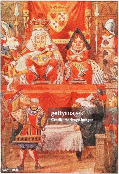 The King and Queen of Hearts were seated on their throne when they arrived , 1911. Private Collection. Artist Tenniel, Sir John .