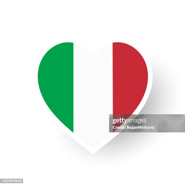 stockillustraties, clipart, cartoons en iconen met italy flag, heart shape. vector - italian flag