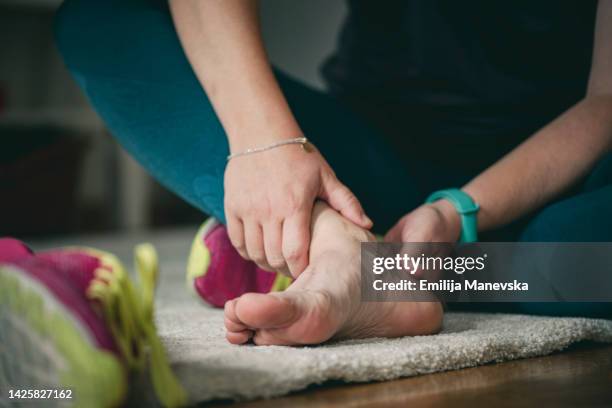 bad ankle injury after exercises - ankle stock pictures, royalty-free photos & images