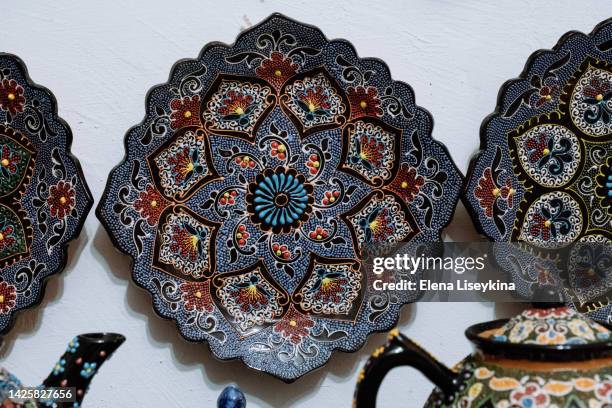traditional uzbek pottery - ceramic stock pictures, royalty-free photos & images