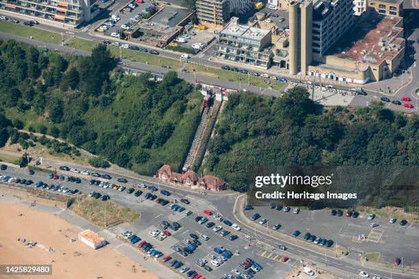 The Leas Lift, cliff funicular railway built in 1885, Folkestone, Kent, 2016. Artist Damian Grady.
