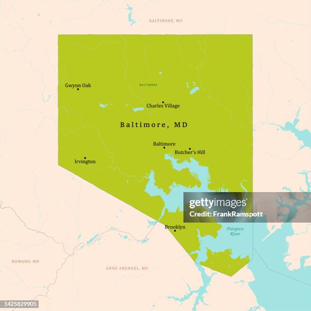 md baltimore county vector map green - brooklyn map stock illustrations