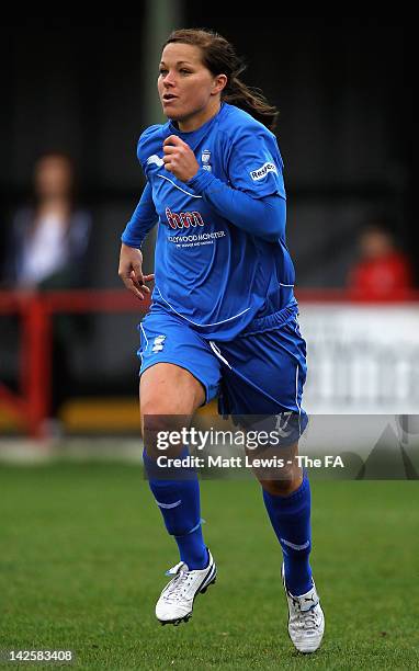 Rachel Unitt of Birmingham in action during the FA WSL match between Lincoln Ladies FC and Birmingham City Ladies FC at Ashby Avenue on April 8, 2012...