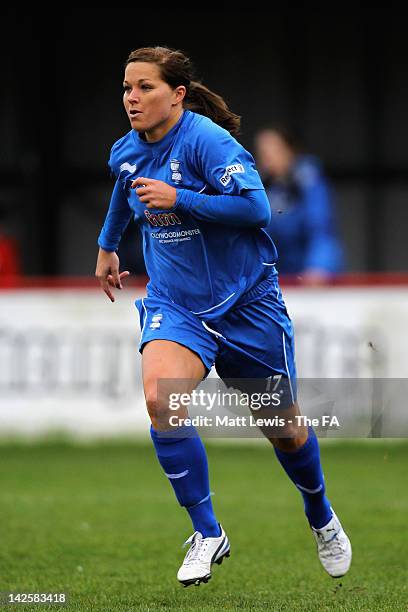 Rachel Unitt of Birmingham in action during the FA WSL match between Lincoln Ladies FC and Birmingham City Ladies FC at Ashby Avenue on April 8, 2012...