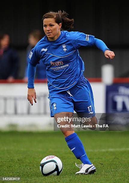 Rachel Unitt of Birmingham in action during the FA WSL match between Lincoln Ladies FC and Birmingham City Ladies FC at Ashby Avenue on April 8, 2012...