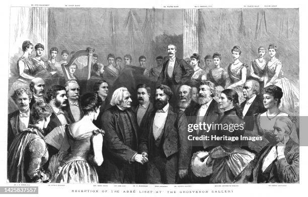 Reception of the Abbe Liszt at the Grosvenor Gallery', 1886. From "The Graphic. An Illustrated Weekly Newspaper Volume 33. January to June, 1886"....