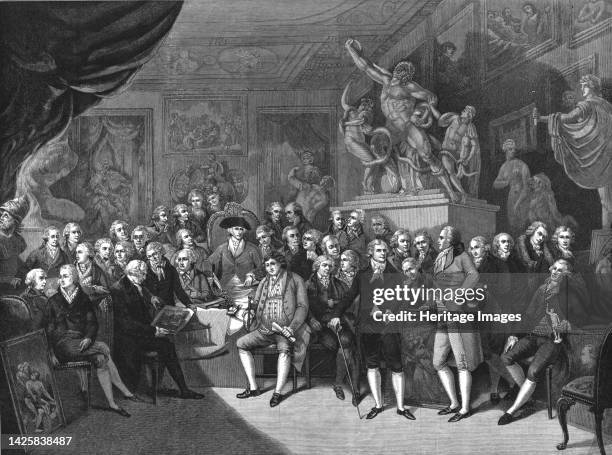 'The Royal Academicians assembled in the council room, Somerset House 1793', 1886. From "The Graphic. An Illustrated Weekly Newspaper Volume 33....
