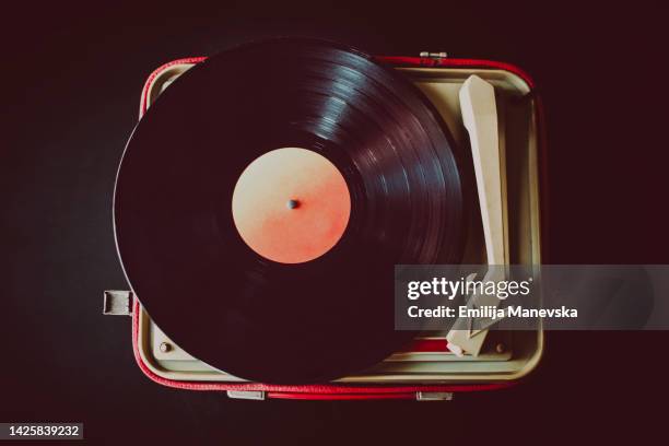 directly above shot of record player - gramophone stock pictures, royalty-free photos & images