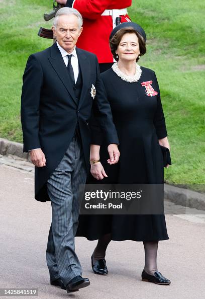 Former Prime Minister Sir Tony Blair and wife Cherie Blair arrive at