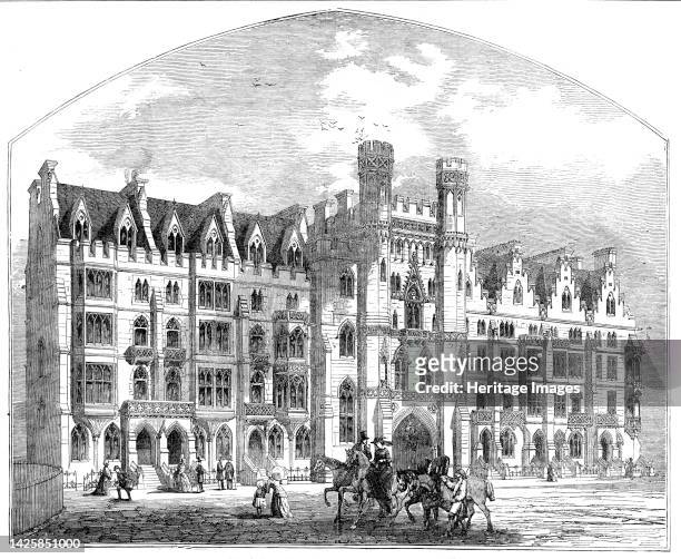 Westminster Improvements - New Houses in the Broad Sanctuary, 1854. Victorian Gothic buildings near Westinster Abbey in London, designed by Sir...