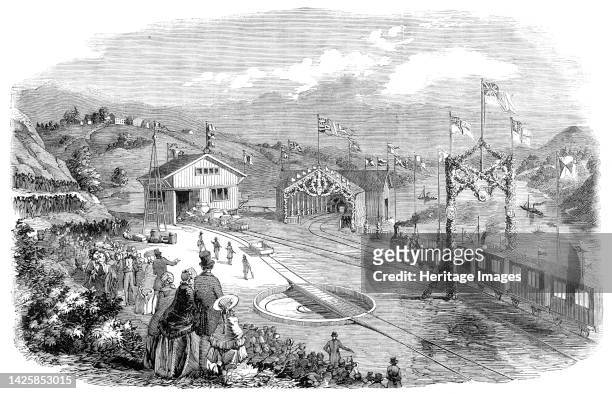The Norwegian Trunk Railway - Eisvold [Eidsvoll] Station, 1854. 'The line is forty-two miles in...length, connecting the capital Christiania with the...