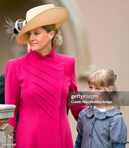 Sophie Countess of Wessex and her daughter Lady Louise Windsor attend the Easter Mattins service at St George's Chapel at Windsor Castle on April 8,...