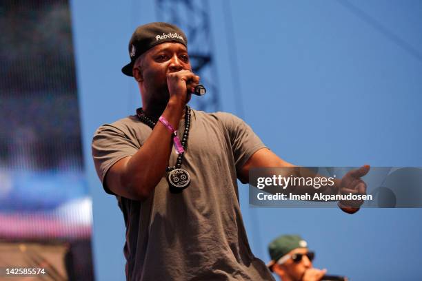 Hieroglyphics perform onstage at the Paid Dues Independent Hip Hop Festival at the NOS Events Center on April 7, 2012 in San Bernardino, California.