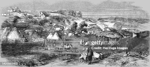 View of a Tartar Village', 1854. From "Cassells Illustrated Family Paper; London Weekly 31/12/1853 - 30/12/1854". Artist Unknown.