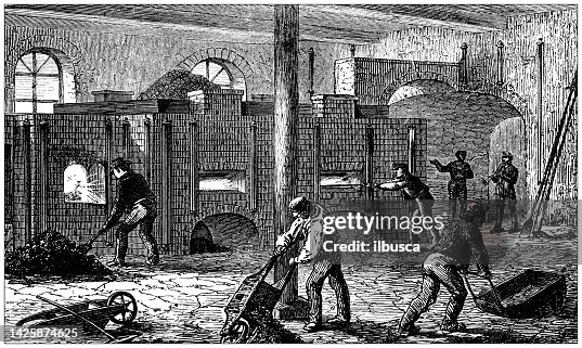 Calcination Vector Antique Illustration Metallurgy Calcination Furnace High-Res Vector ...