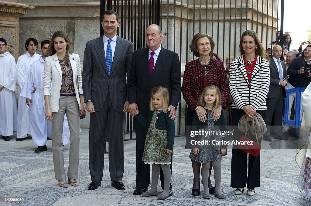 Spanish Royals Attend Easter Mass in Palma de Mallorca