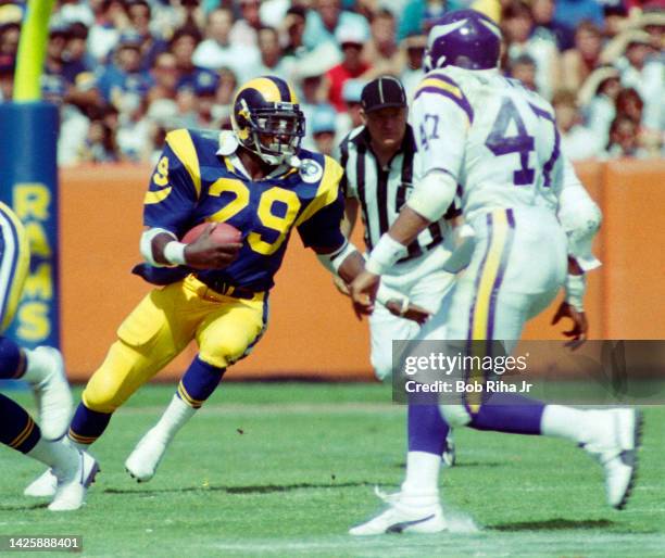 Rams RB Eric Dickerson game action during Los Angeles Rams v. Minnesota Vikings, October 6, 1985 in Anaheim, California.