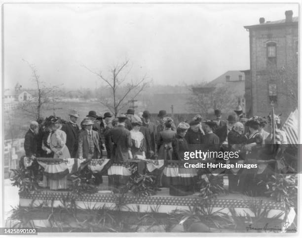Andrew Carnegie at the 25th anniversary of the Tuskegee Institute, 1906. [Industrialist and philanthropist Andrew Carnegie attends event to celebrate...