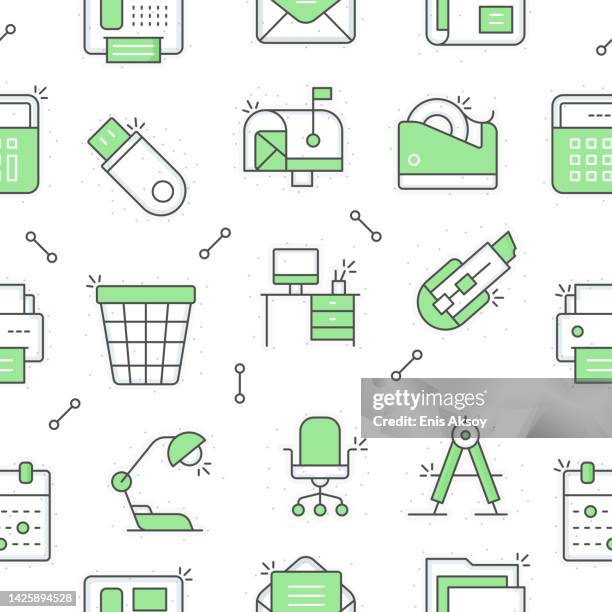 office and workplace seamless pattern - whiteboard background stock illustrations