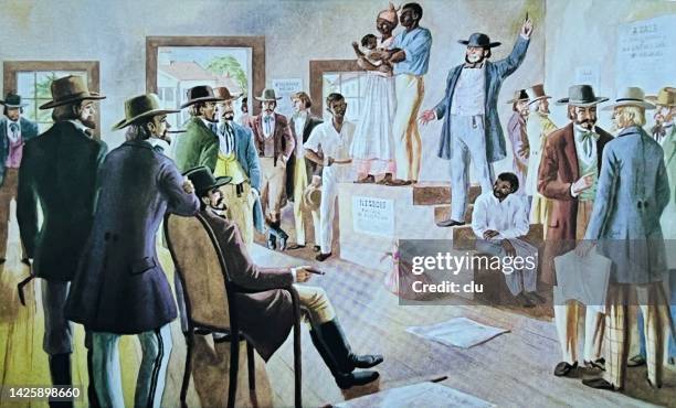 stockillustraties, clipart, cartoons en iconen met slave auction in america, richmond, virgina - virginia amerikaanse staat