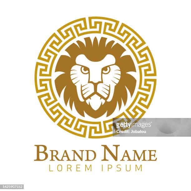 heraldic lion greek symbol template - greece message stock illustrations