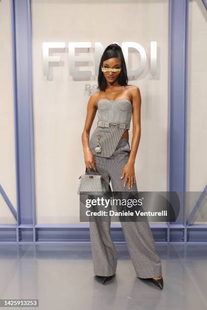 Jourdan Dunn attends the Fendi Spring Summer 2023 Show during Milan Fashion Week on September 21, 2022 in Milan, Italy.