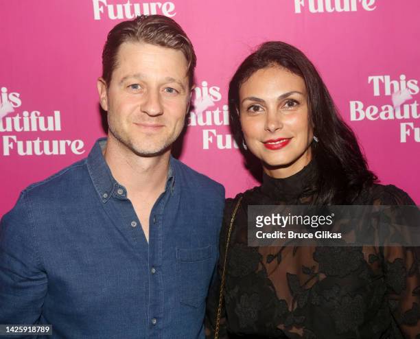 Benjamin McKenzie and Morena Baccarin pose at the opening night of the new play "This Beautiful Future" at The Cherry Lane Theatre on September 20,...