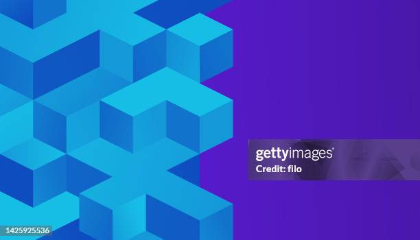 blue abstract cubes shapes isometric pattern design background - building blocks stock illustrations