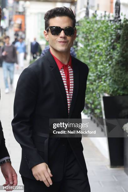 Rami Malek returning to his hotel ahead of the "Amsterdam" European Premiere on September 21, 2022 in London, England.