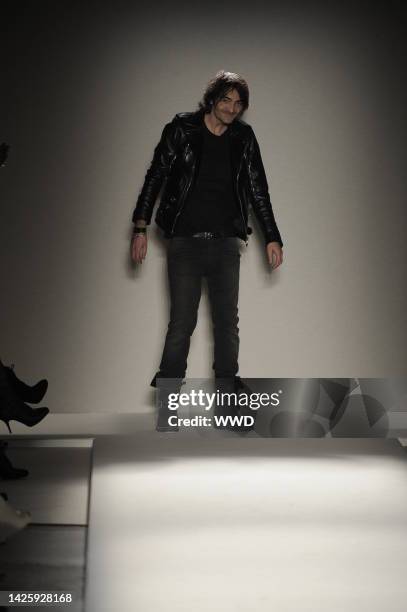 Fashion designer Christophe Decarnin on the runway after his Balmain fall 2009 show at Hotel Ritz.
