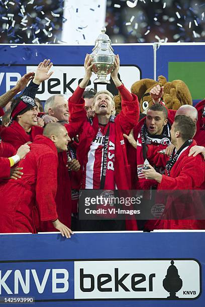 Ola Toivonen of PSV,Timothy Derijck of PSV,Ola Toivonen of PSV,Zakaria Labyad of PSV,Dries Mertens of PSV during the Dutch Cup final match between...