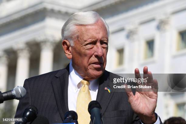 House Majority Leader Steny Hoyer joins Protect Our Care to speak during a press conference on September 21, 2022 in Washington, DC. Speaker of the...